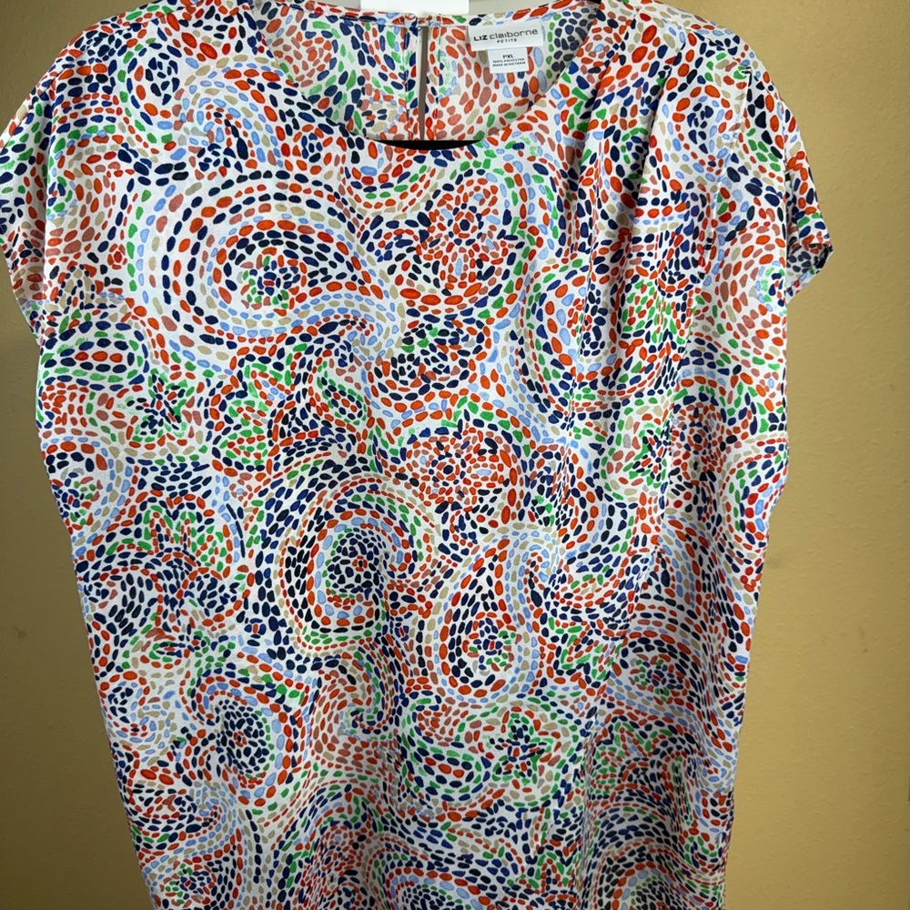 Liz Claiborne Orange and Blue Blouse